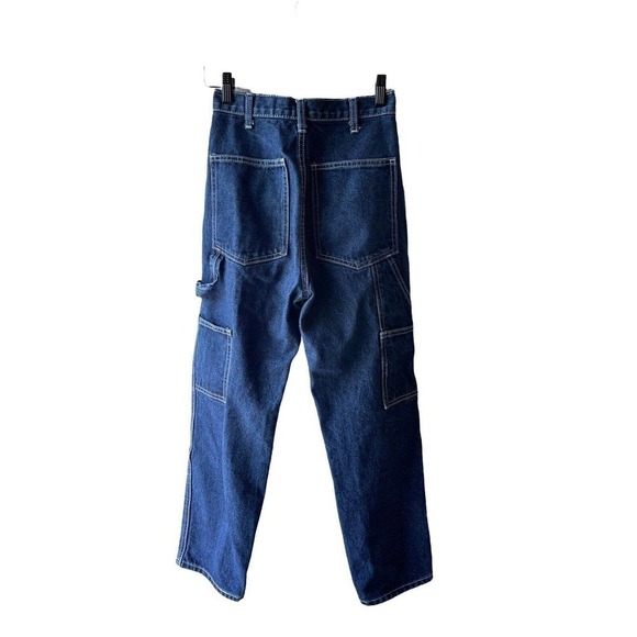 John Galt Shanghi Size S High Rise Dark Blue Patch Hammer Loop Carpenter Jeans - Picture 3 of 6